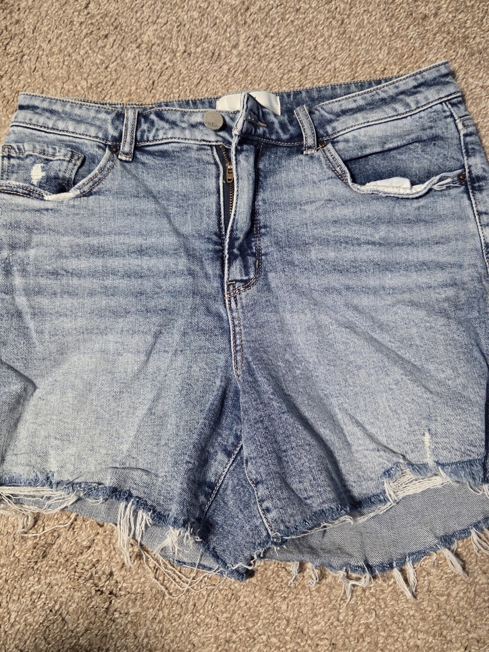 BKE Light Blue Distressed Denim Shorts